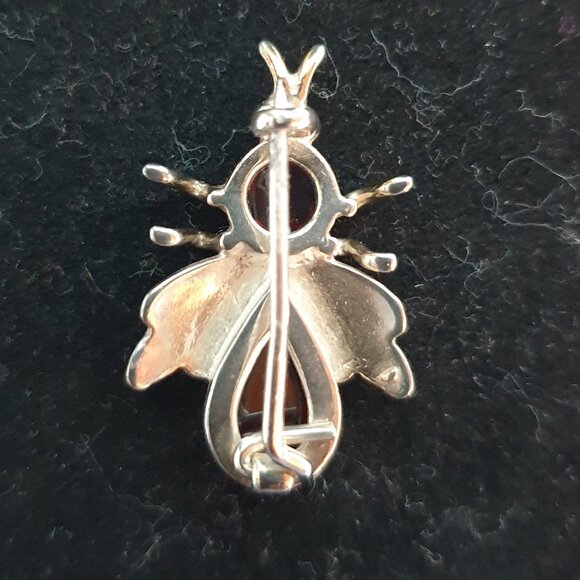 1’’ Genuine Baltic Amber 925 Sterling Silver Bumblebee Brooch - Picture 8 of 9